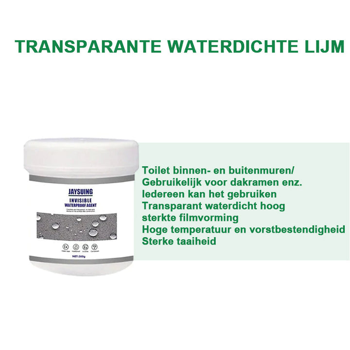 Vochtwerende transparante coating repareert lekkage. Voor en na vergelijking van waterdichte bescherming.