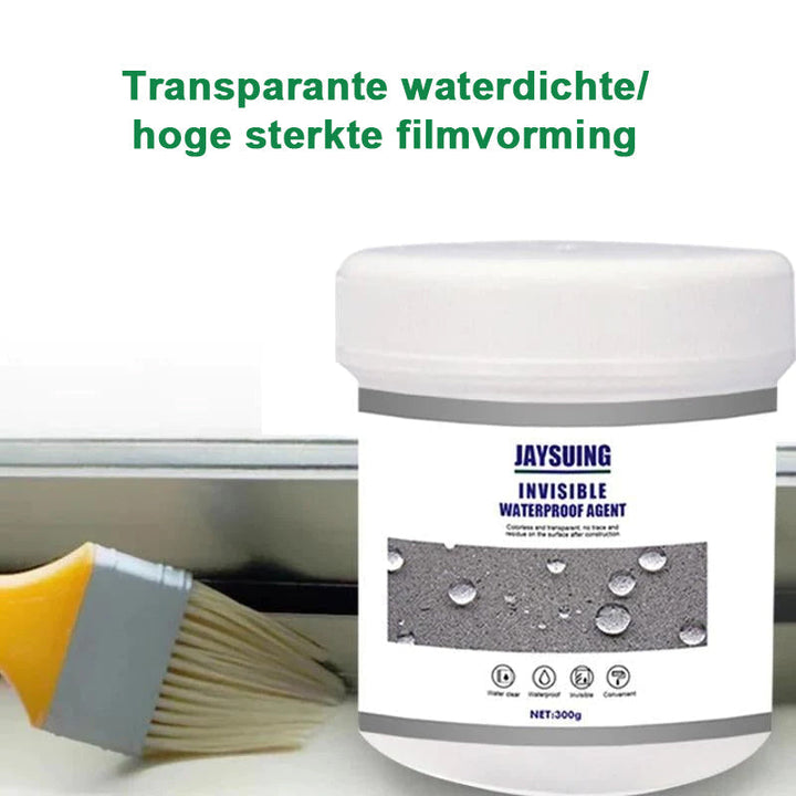Dichte scheur met transparante coating. Duurzame waterdichte bescherming tegen lekkage en vocht, doe-het-zelf.