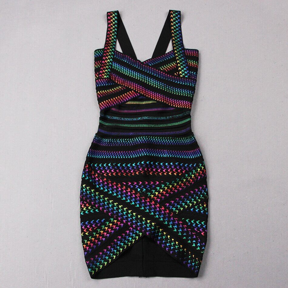 Elegante gestreepte bodycon feestjurk voor dames, een trendy minijurk voor avondjes uit.