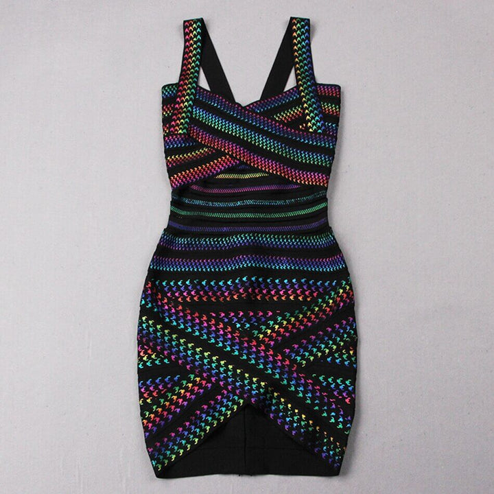 Elegante gestreepte bodycon feestjurk voor dames, een trendy minijurk voor avondjes uit.