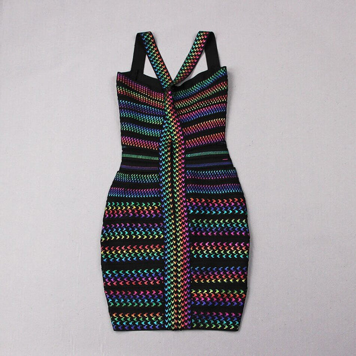 Nauwsluitende gestreepte bodycon jurk voor dames, modieuze minijurk voor zomerse gelegenheden.
