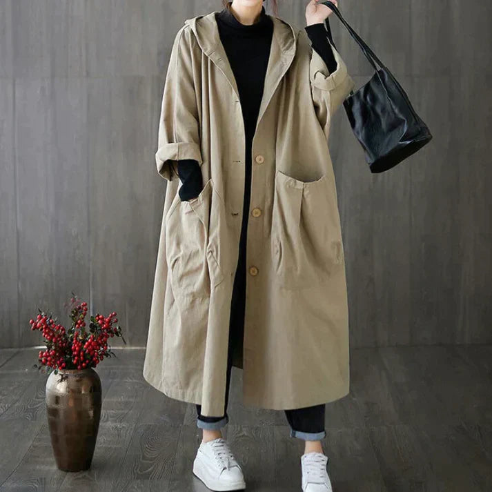 Trendy oversized dames trenchcoat Maren, een modieuze en comfortabele all-season jas.