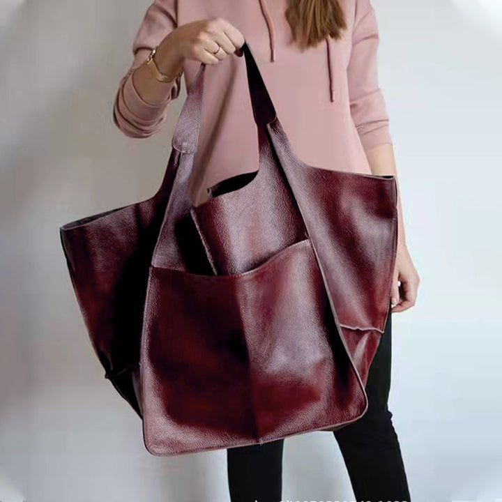 Extra grote elegante leren weekendtas met modern design in veelzijdige kleuren, perfecte dames tas.