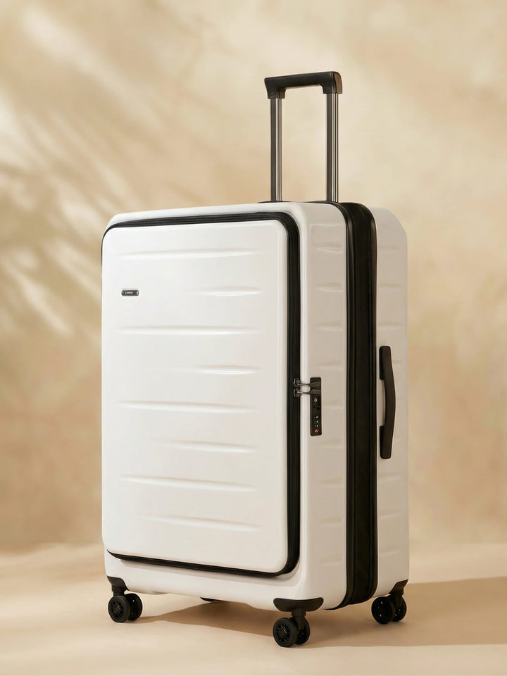 Uitbreidbare harde kofferset met handige voorklep & veilig TSA-slot, perfect voor reizen en vakantie.