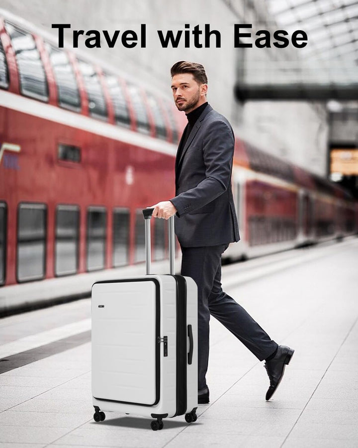 Set reiskoffers: harde schaal, uitbreidbaar design, met voorklep en internationaal TSA-slot.
