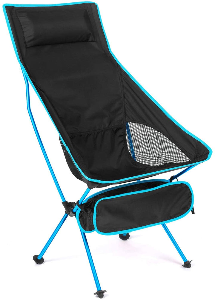 Functionele afbeelding van de oranje ultralichte campingstoel, perfect voor XXL comfort.