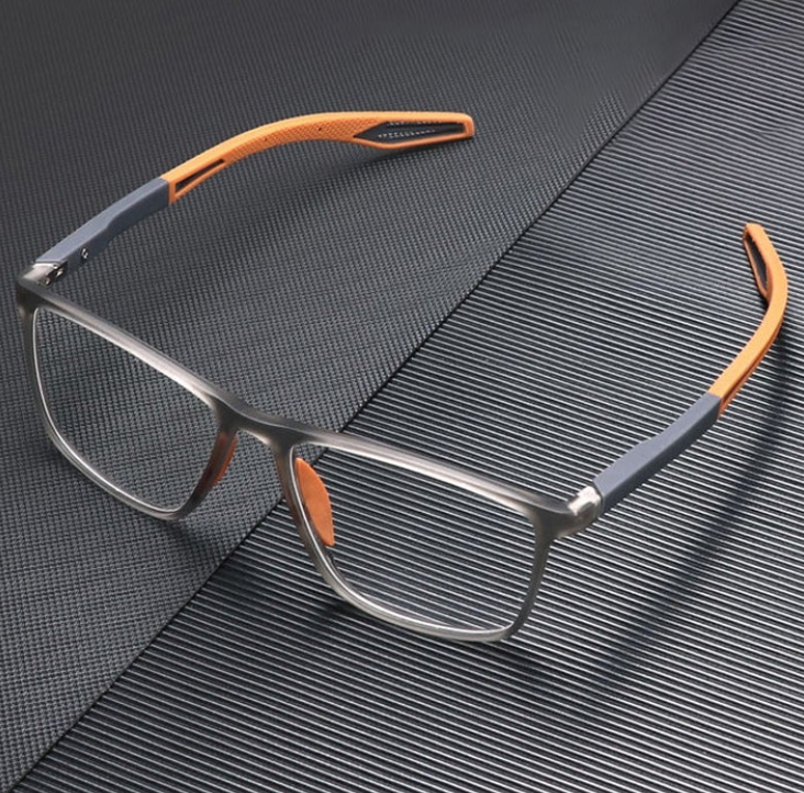 Ultralichte heren leesbril met blauwlichtfilter en titanium montuur voor comfortabel lezen en computerwerk.