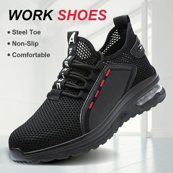 Unisex SteelFlex One werkschoenen, ultralicht, ademend, met stalen neus en antislipzool voor comfort.