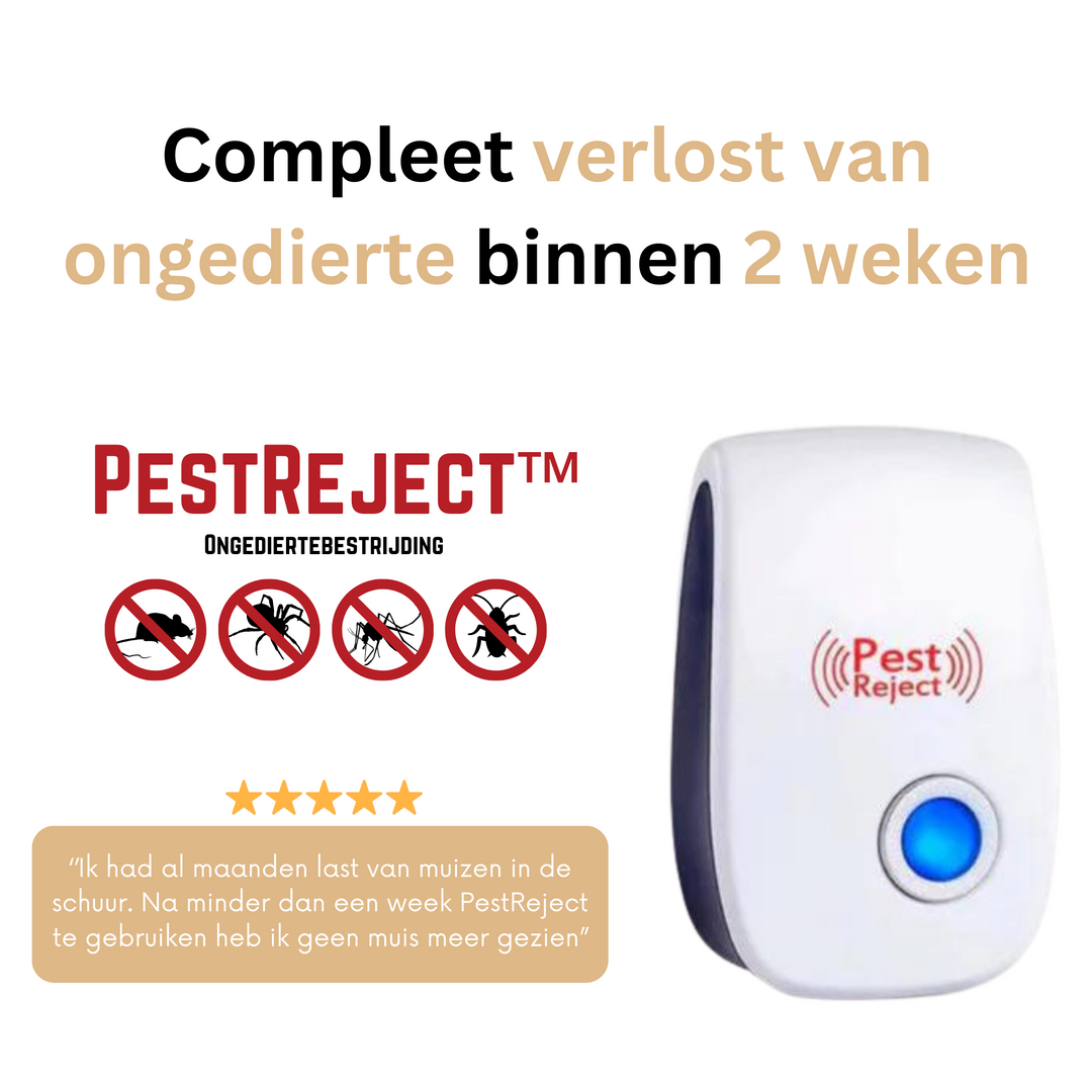 Plug-in ultrasone ongediertebestrijder. Elektromagnetisch, huisdierenveilig, kindvriendelijk. Voor binnen en buiten.