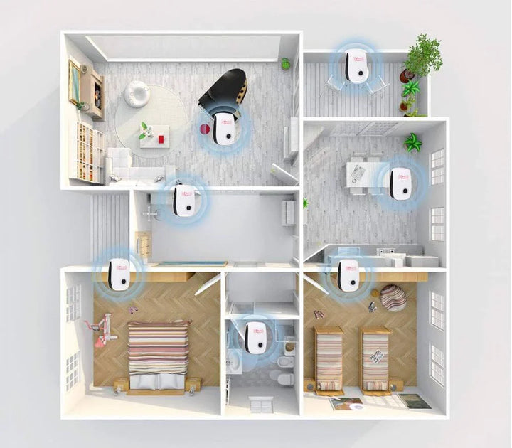 Compacte ultrasone ongediertebestrijder. Gifvrij, huisdierenveilig, kindvriendelijk. Effectieve insecten- & muizenverjager.