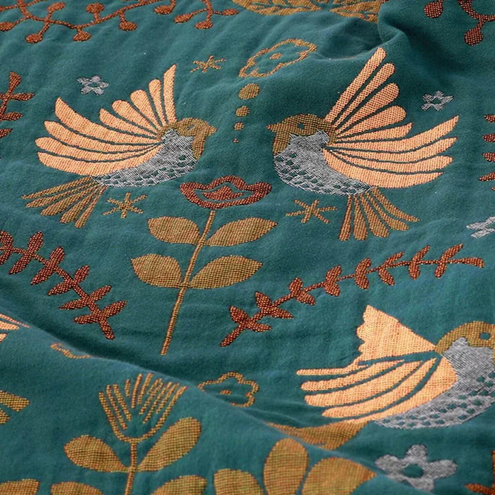 Omkeerbaar Scandinavisch dekbed met vogelontwerp, harmonieuze kleuren, voor woon- en slaapkamer, veelzijdig inzetbaar.