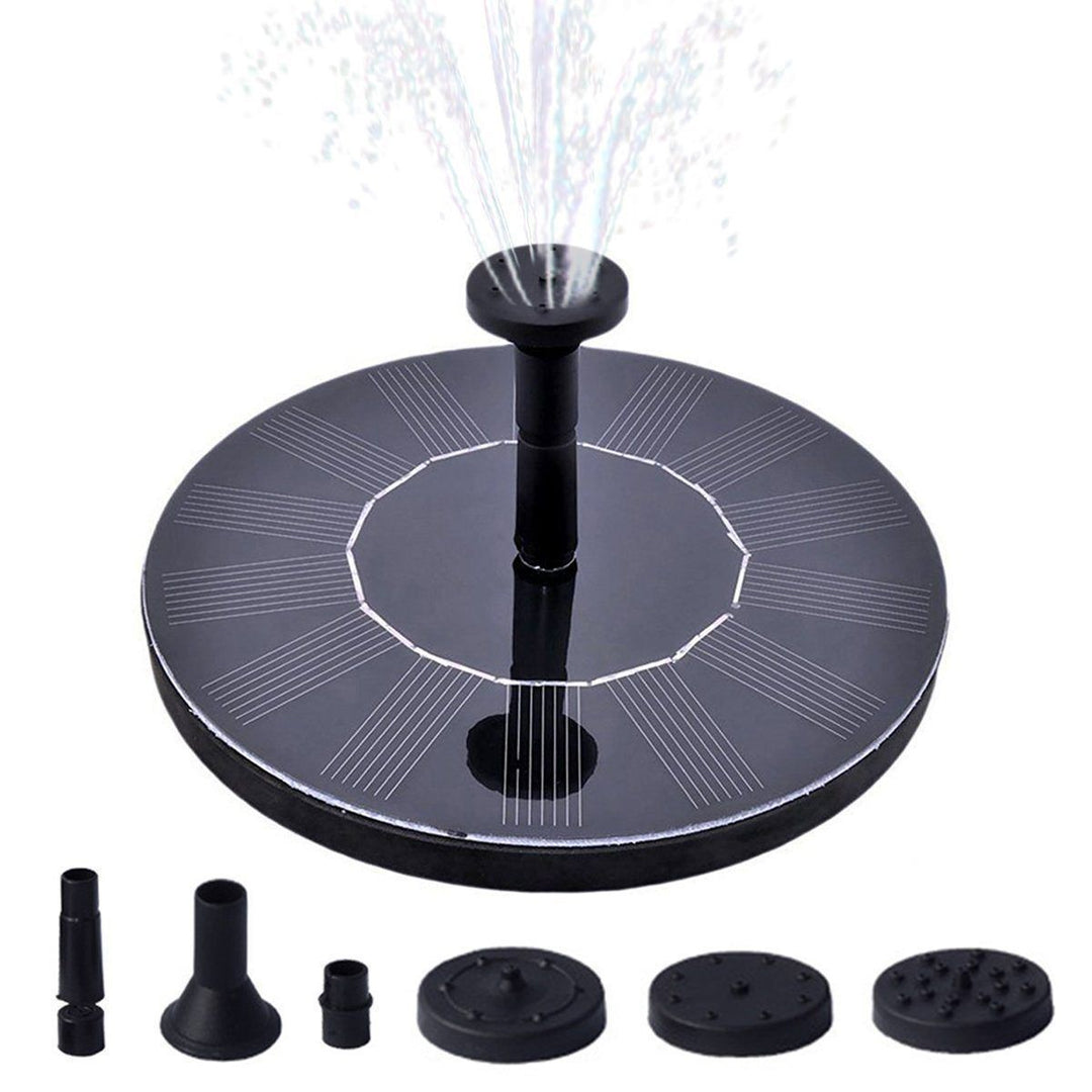Milieuvriendelijke zonne-energie fonteinpomp voor de tuin met veelzijdige sproeiers, ideaal voor decoratieve waterspelen.