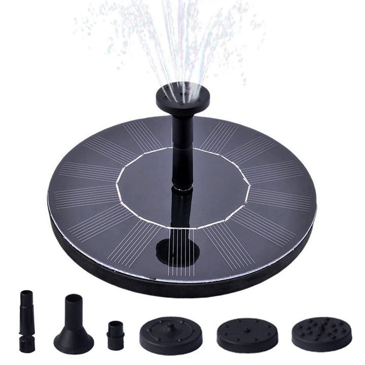 Milieuvriendelijke zonne-energie fonteinpomp voor de tuin met veelzijdige sproeiers, ideaal voor decoratieve waterspelen.