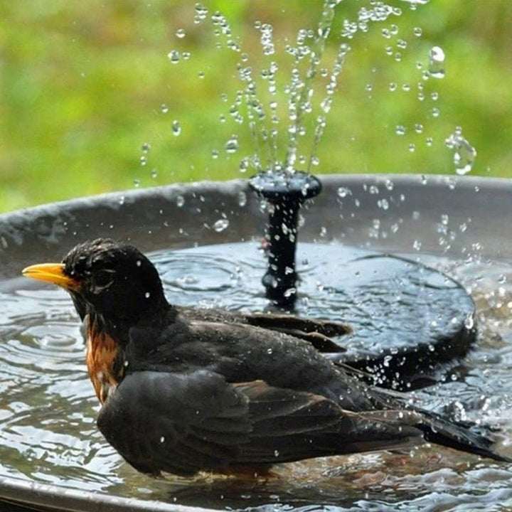 Milieuvriendelijke zonne-energie fonteinpomp voor de tuin met veelzijdige sproeiers, ideaal voor decoratieve waterspelen.