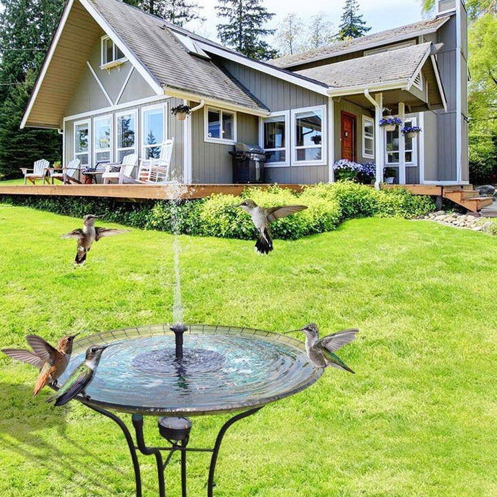 Milieuvriendelijke zonne-energie fonteinpomp voor de tuin met veelzijdige sproeiers, ideaal voor decoratieve waterspelen.