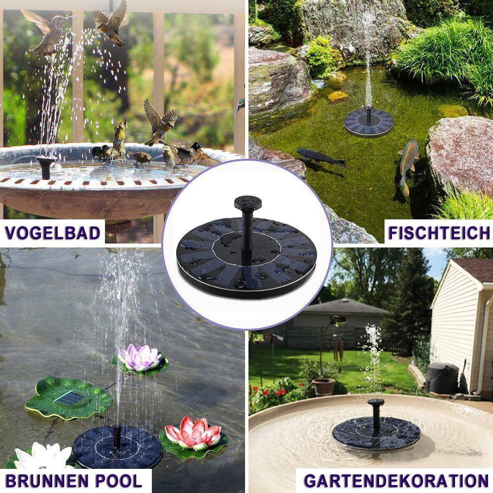 Milieuvriendelijke zonne-energie fonteinpomp voor de tuin met veelzijdige sproeiers, ideaal voor decoratieve waterspelen.