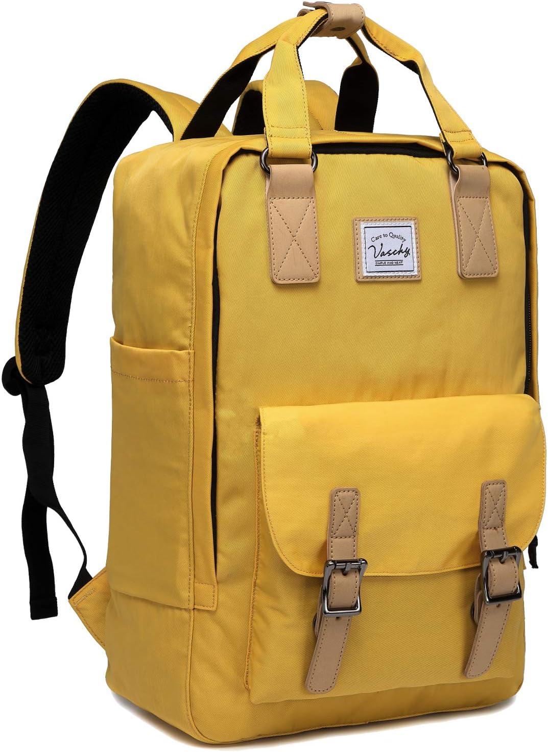 Zwarte UrbanEase uniseks laptoprugzak 15.6", waterbestendig vintage model, ideaal voor werk of school.