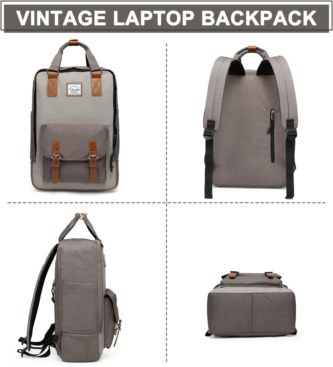 Ruime uniseks reistas UrbanEase, 15.6" laptoprugzak, waterbestendig vintage look, comfortabel voor onderweg.