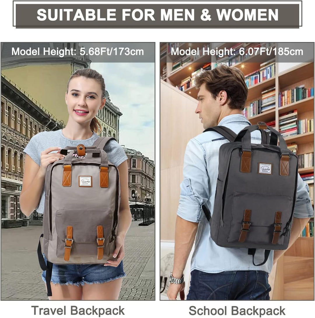 Vintage uniseks laptoprugzak 15.6" UrbanEase, waterbestendig met moderne organisatie, een tijdloze keuze.