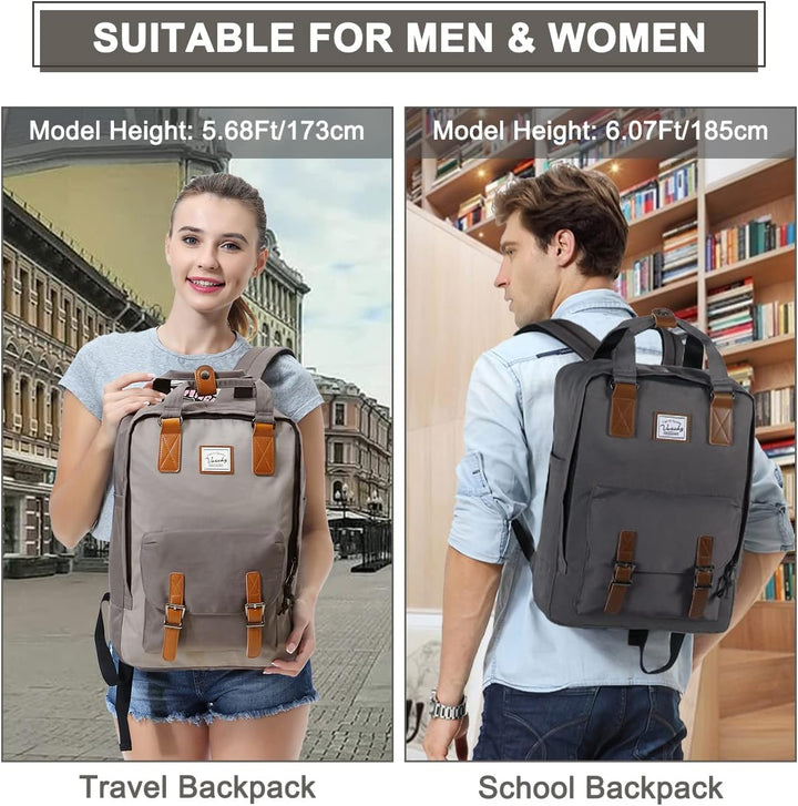 Vintage uniseks laptoprugzak 15.6" UrbanEase, waterbestendig met moderne organisatie, een tijdloze keuze.