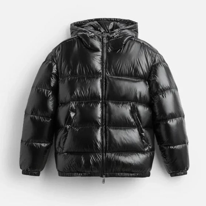 Stijlvol zwart uniseks donsjack Aspen. Warme en comfortabele pufferjack voor elke winterse gelegenheid.