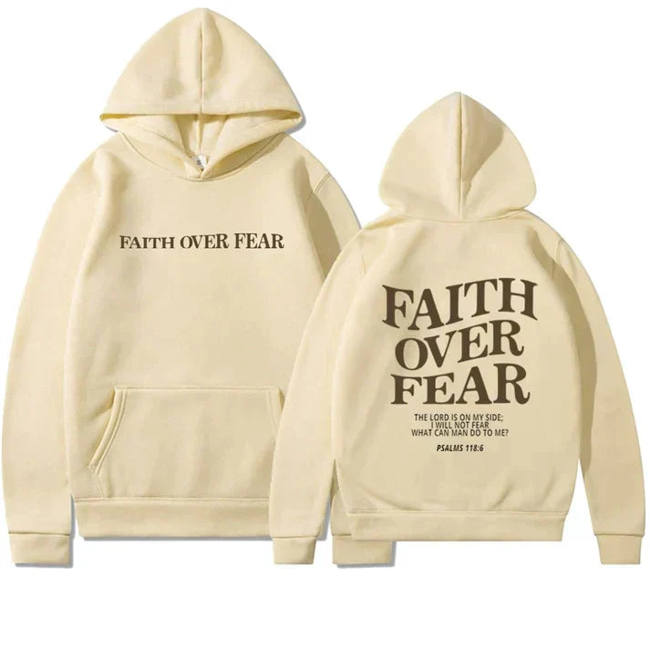 Comfortabele uniseks hoodie, "Geloof Over Angst" Psalmen 118:6. Perfecte geloof kleding voor straatstijl.
