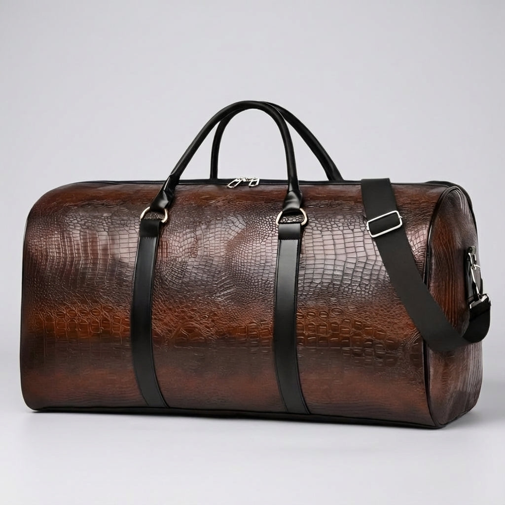 Moderne uniseks reistas (Spaceline) in zwart of donkerbruin. Ideale weekendtas/handbagage met verstelbare band.