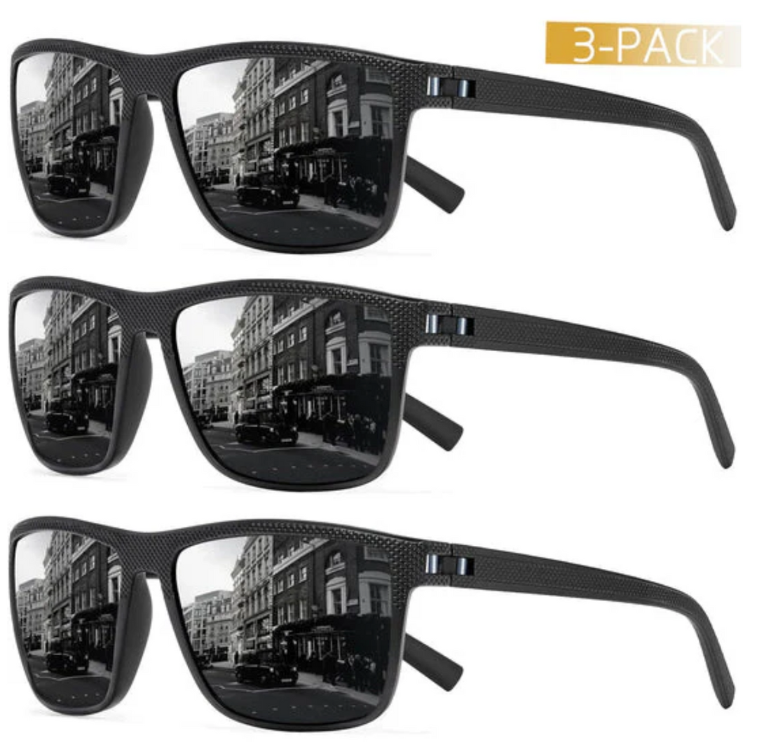 Gepolariseerde unisex zonnebrillen set (3-delig) met UV400, perfect voor helder zicht en oogbescherming.