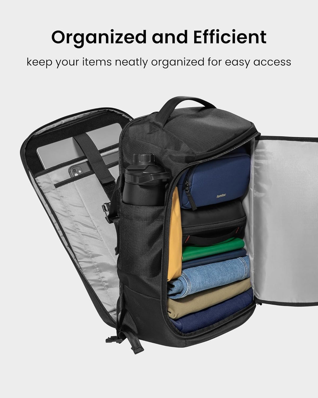 Comfortabele unisex reisrugzak van 38L met verstelbare banden. De ideale handbagage tas voor elke reiziger.