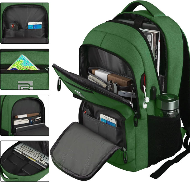 Praktische unisex rugzak, anti-diefstal, met geïntegreerde USB-poort voor opladen.