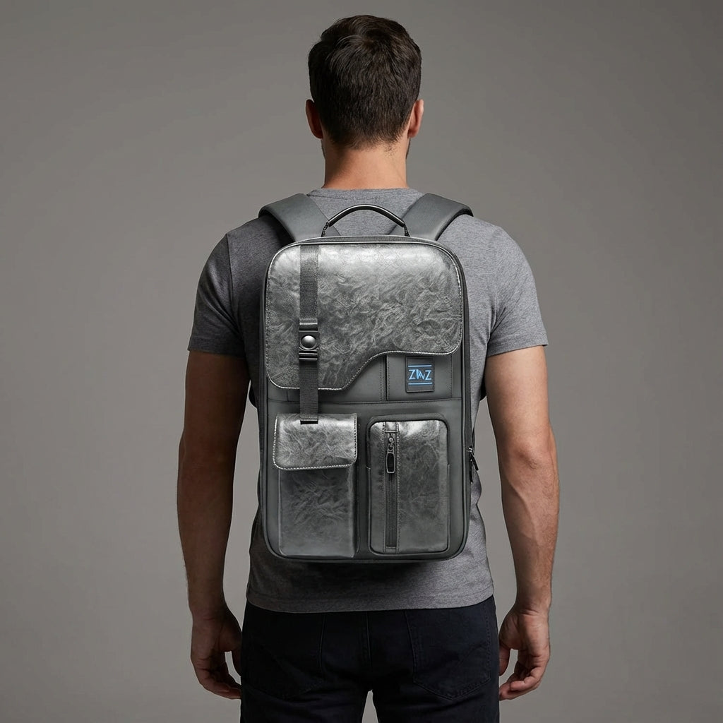 Zakelijke rugzak met gewatteerd laptopvak en anti-diefstal ritsen. Duurzaam, waterafstotend en unisex design.
