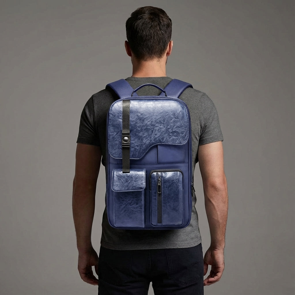 Ruime waterdichte anti-diefstal rugzak, ideaal als zakelijke laptoptas. Unisex model, uitbreidbaar voor extra capaciteit.
