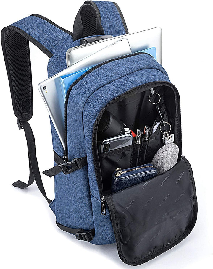 Multifunctionele unisex rugzak met antidiefstal, laptopvak en USB-oplaadfunctie.