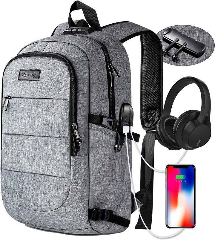 Praktische waterafstotende rugzak 30-50L met USB en verborgen vakken voor waardevolle spullen.