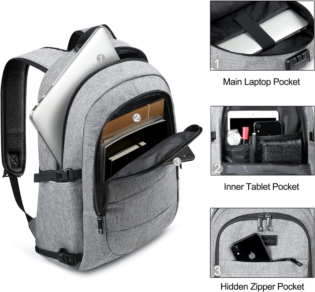 Reisvriendelijke laptop rugzak (30-50L) met antidiefstal en handige USB-interface.