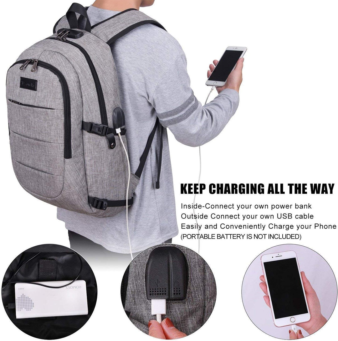 Unisex rugzak 30-50L met antidiefstal design, USB-poort en veel organisatieopties.