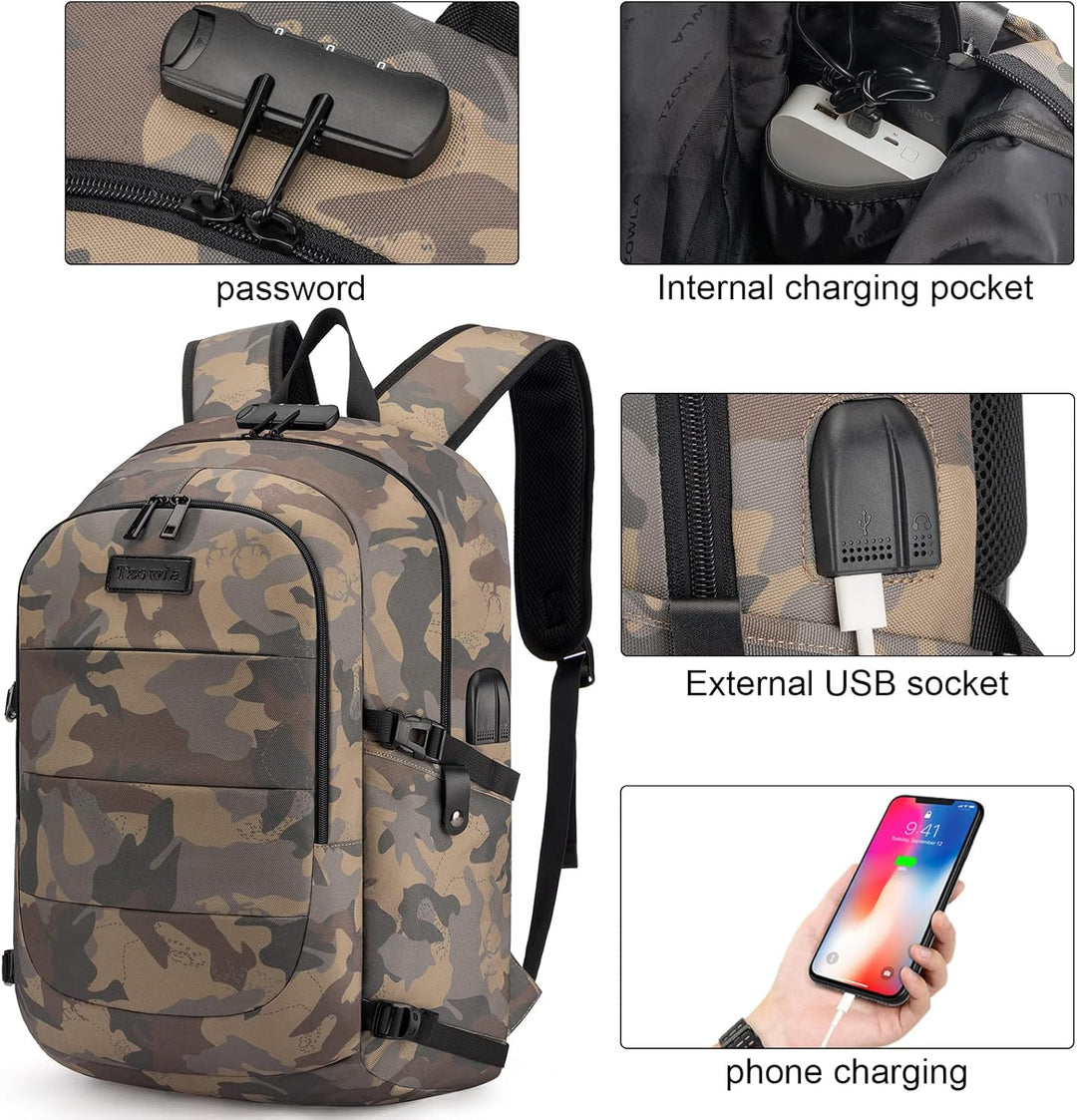 Slimme antidiefstal laptop rugzak, unisex, 30-50L, met USB en ademend rugpaneel.