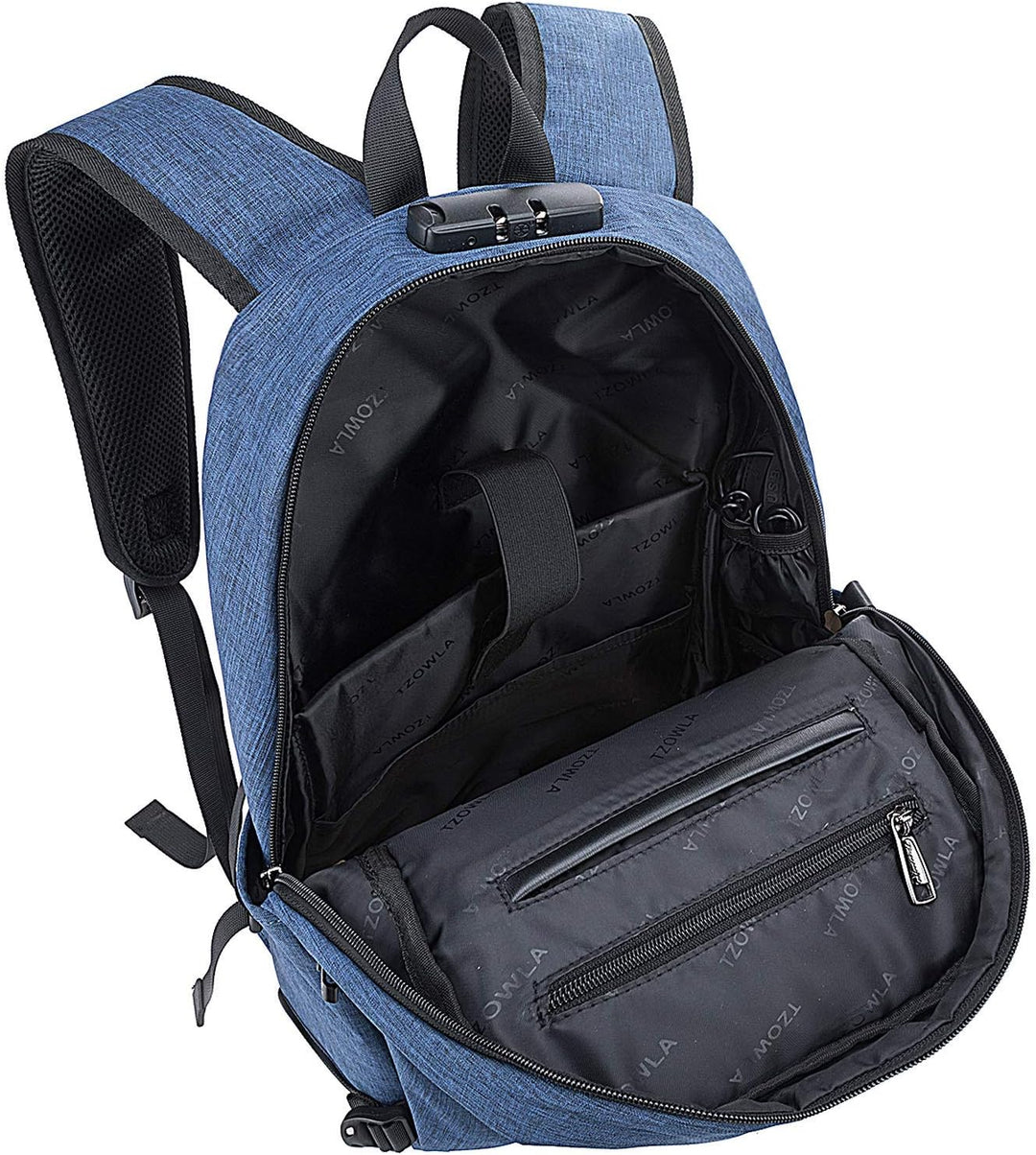 Unisex antidiefstal reisrugzak met laptopvak, 30-50L en externe USB-poort voor opladen.