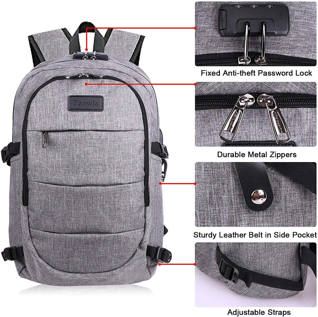 Duurzame 30-50L unisex rugzak met antidiefstal beveiliging en USB-interface.