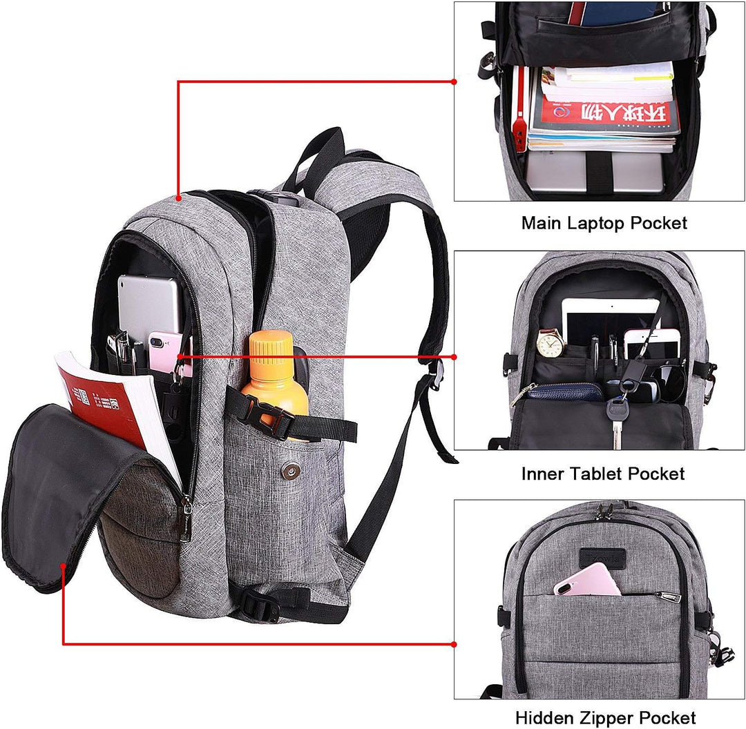 Comfortabele antidiefstal laptop rugzak met USB, geschikt voor lange reizen.