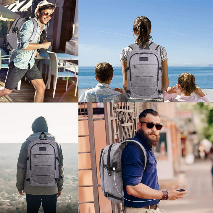 Veelzijdige unisex reisrugzak 30-50L met antidiefstal, USB en meerdere vakken.