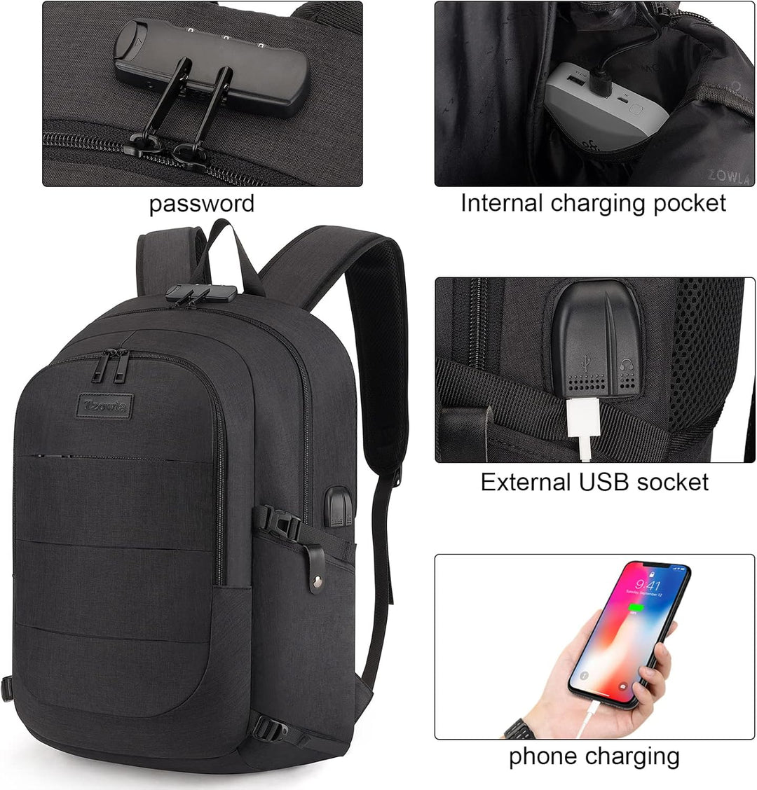 Veilige laptop rugzak (30-50L) met verborgen ritsen en USB-oplaadpoort voor dagelijks gebruik.
