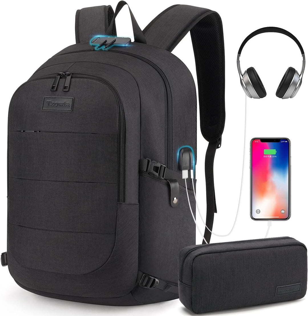 Stijlvolle unisex schooltas of werktas met antidiefstal functies en USB-oplaadpoort.