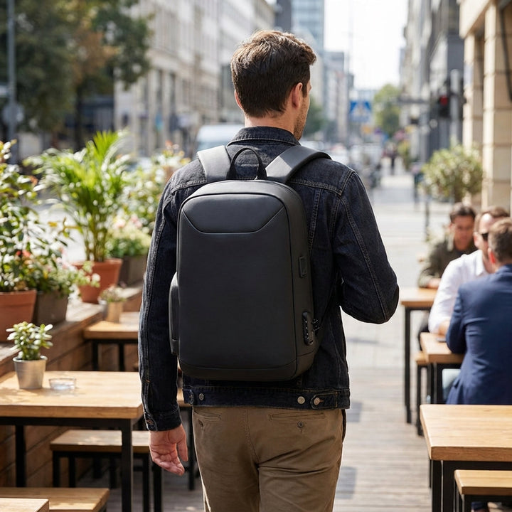 Unisex antidiefstal zakelijke rugzak met USB-poort, ideaal voor laptop en veilig pendelen.