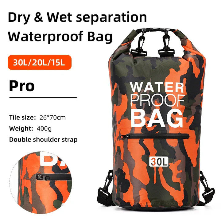 Unisex AquaVault waterdichte rugzak met nat-/droogscheiding, ideaal voor buitenavonturen.