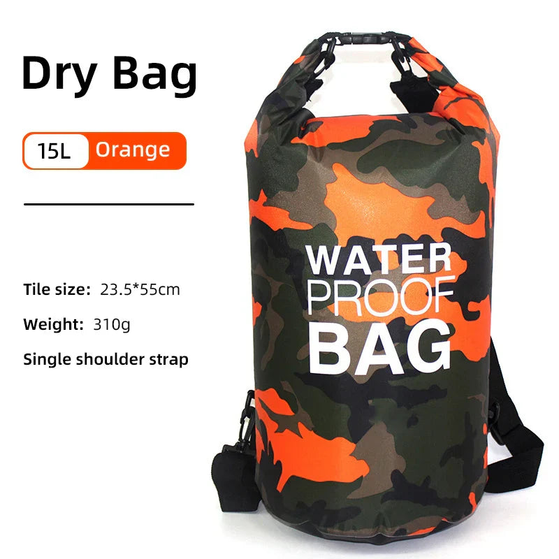 AquaVault dry bag rugzak met ruime opbergcapaciteit, ideaal voor dagtochten en meerdaagse avonturen.