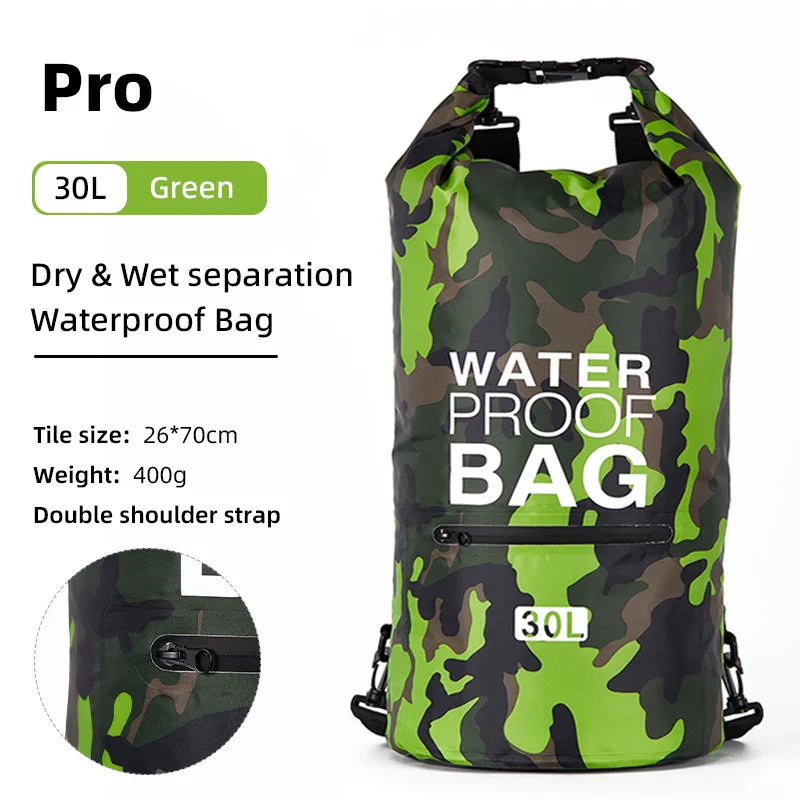 Duurzame AquaVault outdoor rugzak; beschermt je spullen volledig waterdicht met slim nat/droog vak.