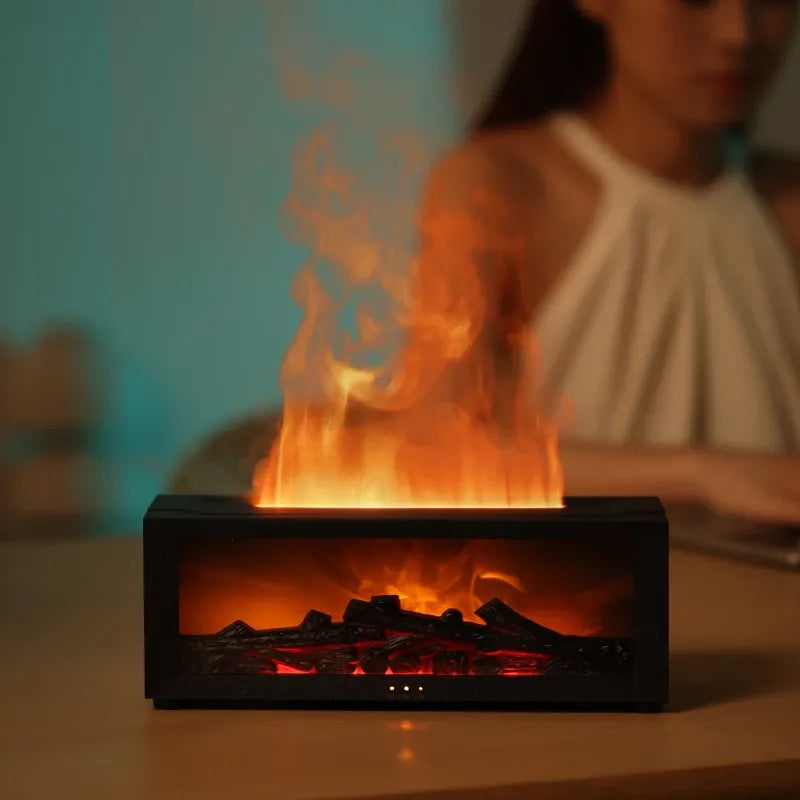 Unisex aromatherapie diffuser met realistisch vlam effect. Voor ontspanning, wellness en sfeer in huis.