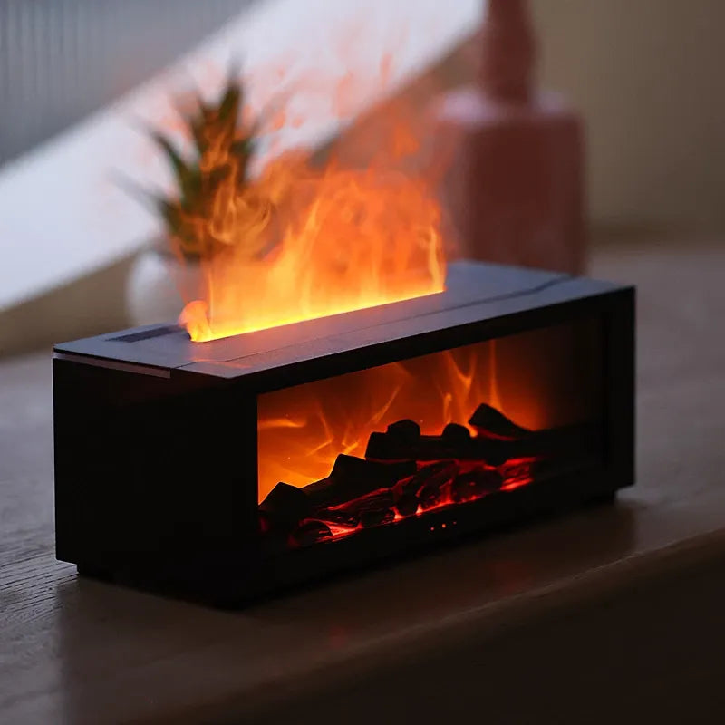Compacte aromatherapie diffuser met vlam effect, ideaal voor een rustgevende sfeer. Ook als luchtbevochtiger.