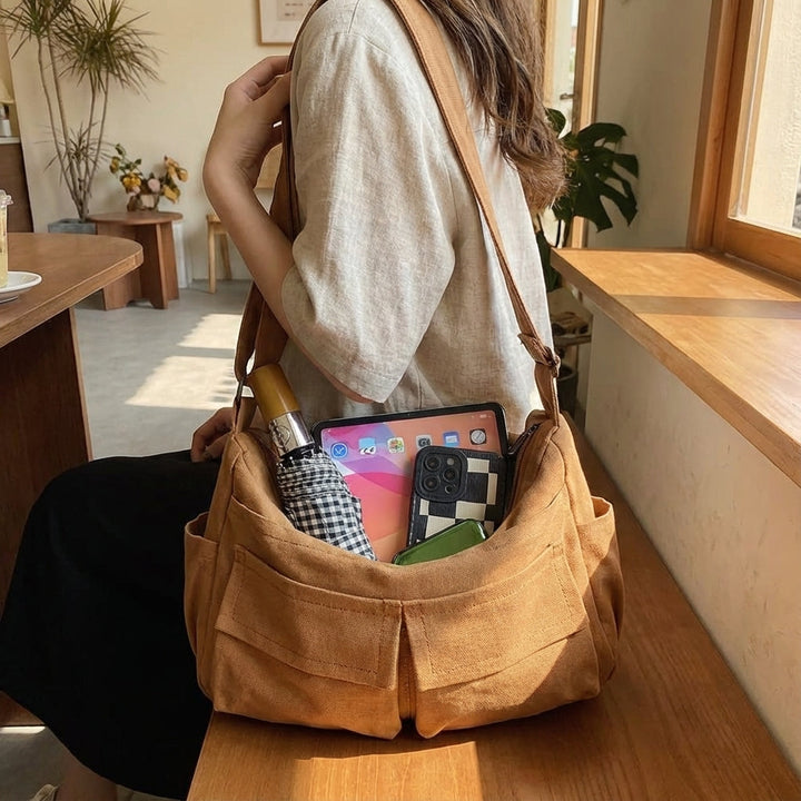 Unisex canvas messenger tas, ideaal voor dagelijks gebruik. Ruime, duurzame crossbody schoudertas voor mannen & vrouwen.